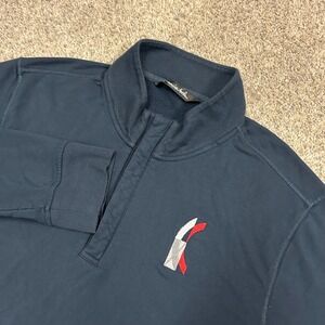 Travis Mathew Quarter Zip Pullover Newport Fleece Large Navy Blue Golf Mens